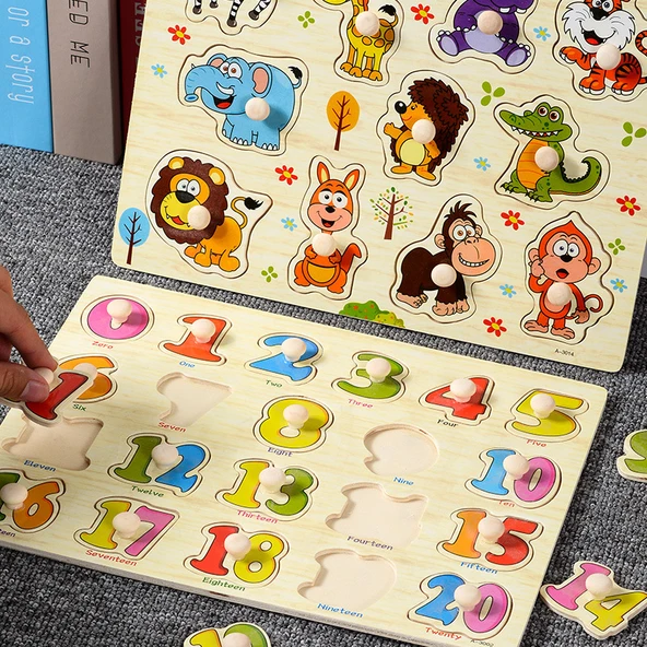 Montessori Ahşap Büyük Harfler El Kavramalı Puzzle - 3