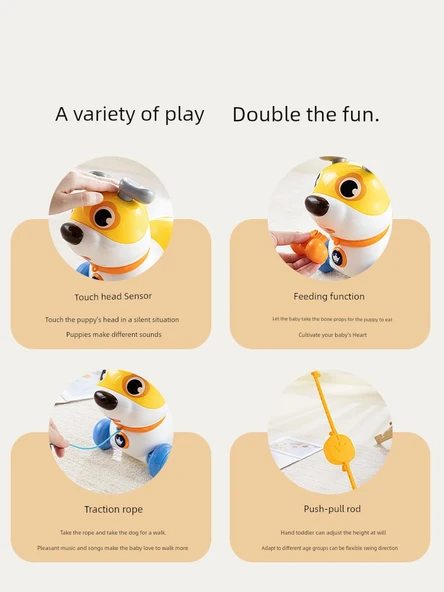 Çocuklar İçin Konuşan Müzikli Köpek Oyuncak - İtmeli/Çekmeli Şarjlı Model - Resim 6