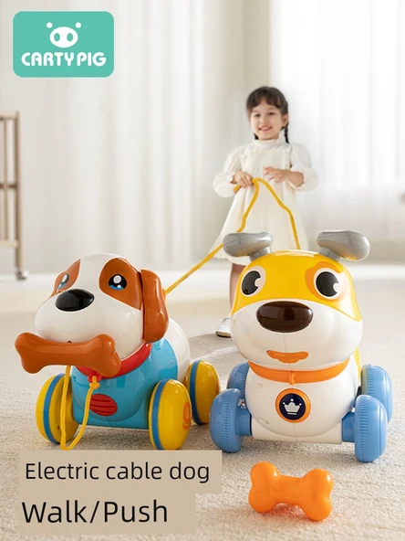 Çocuklar İçin Konuşan Müzikli Köpek Oyuncak - İtmeli/Çekmeli Şarjlı Model - Resim 2