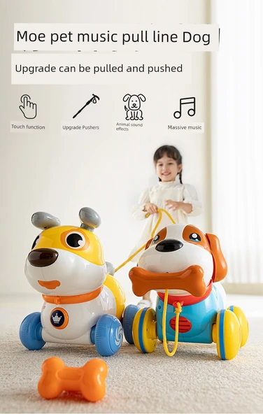 Çocuklar İçin Konuşan Müzikli Köpek Oyuncak - İtmeli/Çekmeli Şarjlı Model - Resim 10
