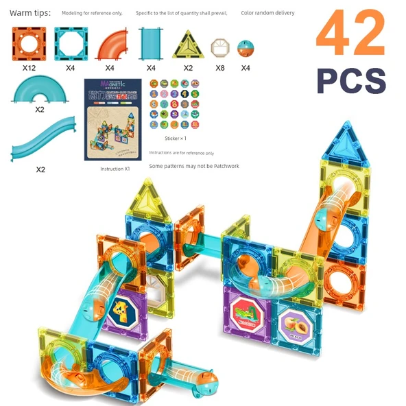Renkli Pencere Manyetik Bloklar - 42 Parça [Renkli Kutu]