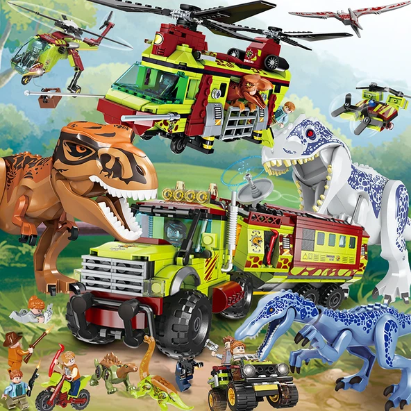 Jurassic Dinozor Yapı Blokları - T-Rex vs T-Rex, 842 Parça - 10