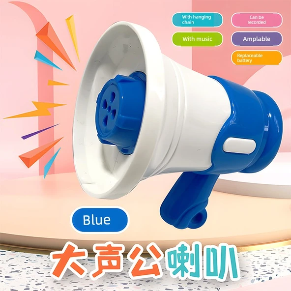 Müzik Kayıt ve Amplifikasyonlu Mini Oyuncak Hoparlör Anahtarlık - Mavi