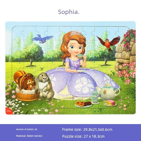 Ahşap Çerçeveli Disney Puzzle 60 Parça - Sofia