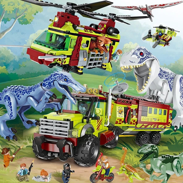 Jurassic Dinozor Yapı Blokları - T-Rex vs T-Rex, 842 Parça - 9