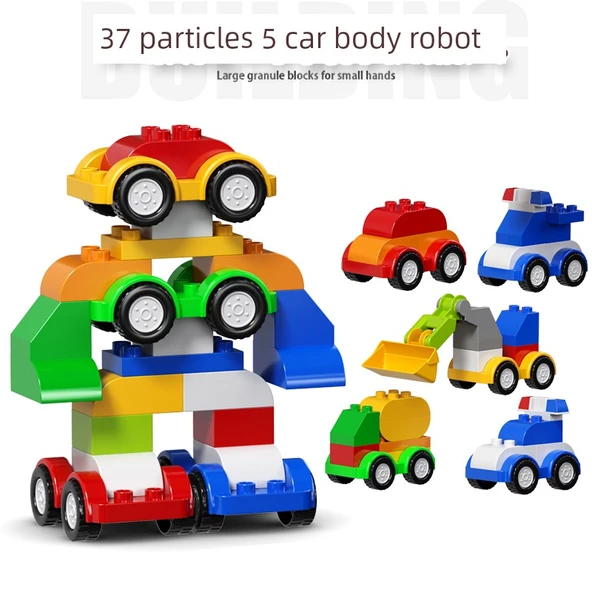 Çocuk Mühendislik Araba Yapı Blokları Seti - 37 Parça 5 Araba Gövde Robot