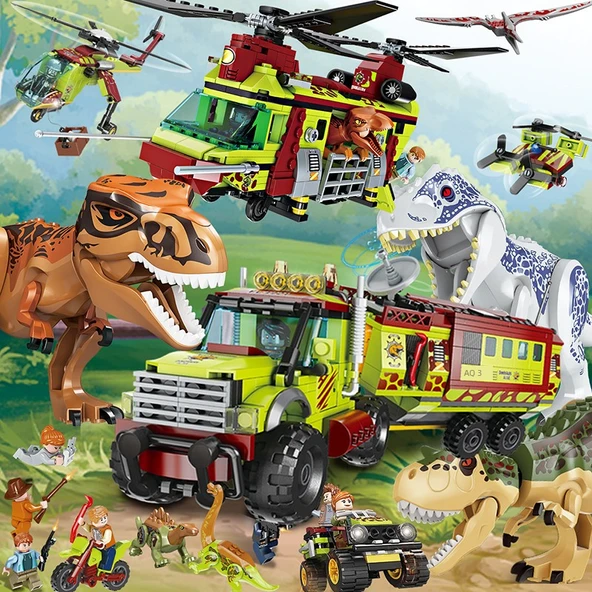 Jurassic Dinozor Yapı Blokları - Ağır Pençe Ejderha Helikopter Kafesi, 585 Parça - Resim 8