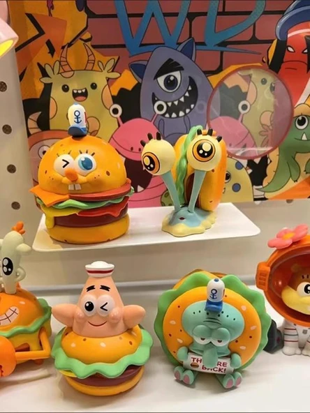 Sünger Bob Hamburger Serisi Sürpriz Kutusu - 6 Adet Yengeç Burger Figür - 5