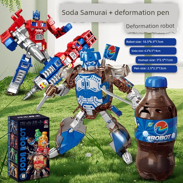 Dönüşen Robot Oyuncak - Mavi Kola Şişesi Savaşçı - Dönüşüm Kalemli - 1