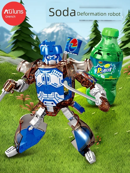 Dönüşen Robot Oyuncak - Kırmızı Kola Şişesi Savaşçı - Silahlı - 2