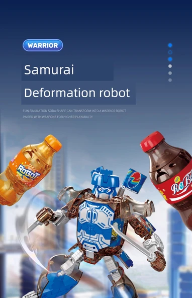 Dönüşen Robot Oyuncak - Kırmızı Kola Şişesi Savaşçı - Silahlı - 7