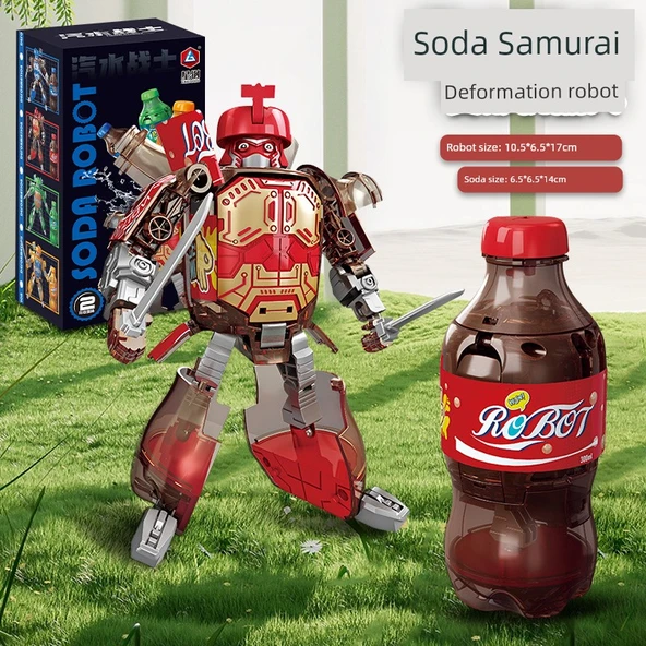 Dönüşen Robot Oyuncak - Kırmızı Kola Şişesi Savaşçı - Silahlı - 1