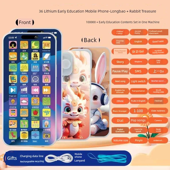 Çocuk Eğitici Oyuncak Telefon - Çizgi Film Longbao ve Tavşan Hazine