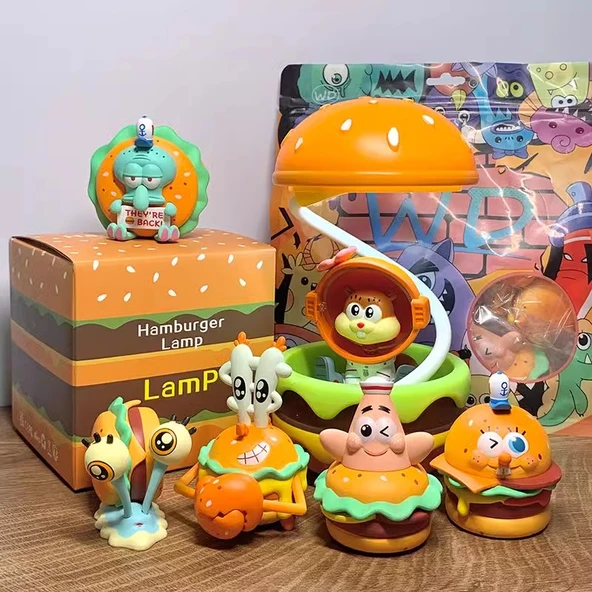 Sünger Bob Hamburger Serisi Sürpriz Kutusu - 6 Adet Yengeç Burger Figür - 10