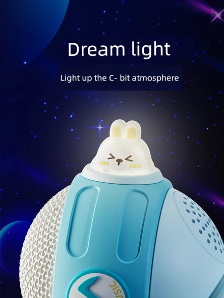 Çocuk Karaoke Mikrofonu - Bluetooth Işıklı Pembe Mimi Tavşan - 5