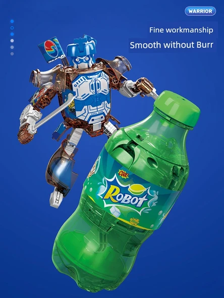 Dönüşen Robot Oyuncak - Kırmızı Kola Şişesi Savaşçı - Silahlı - 5
