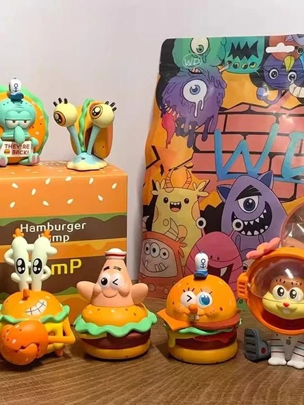 Sünger Bob Hamburger Serisi Sürpriz Kutusu - 6 Adet Yengeç Burger Figür - 4