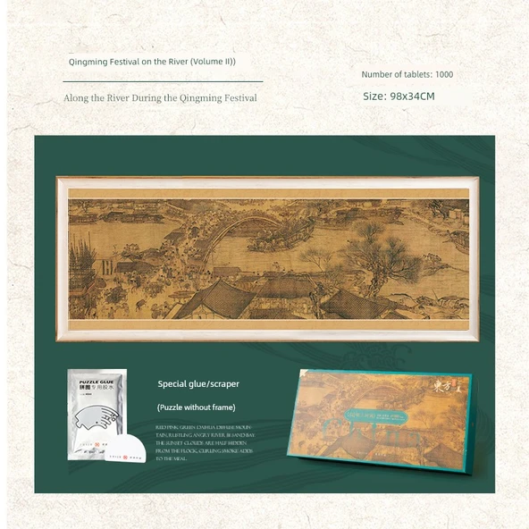 Qingming Riverside II. Cilt 1000 Parça Puzzle (98x34 cm)