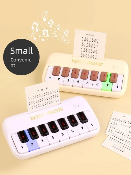 Mini Elektronik Klavye Piyano Oyuncak - Beyaz - Müzik ve Şarjlı Pil Hediye Kutulu - 4
