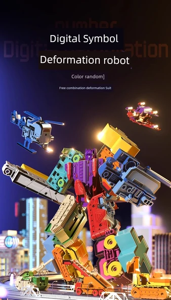 Çocuk Dijital Dönüşüm Oyuncak Araba - Büyük Numara [5] Dönüşen Helikopter - Resim 6