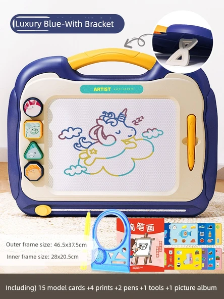 Çocuk Eğitici Oyuncak - Süper Mavi Lüks Set (4 Mühür, 2 Kalem, 1 Alet, 1 Albüm, 15 Model Kartı)