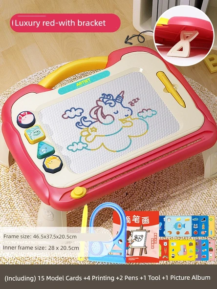 Çocuk Eğitici Oyuncak - Kırmızı Ayaklıklı Lüks Set (4 Ayak, 4 Mühür, 2 Kalem, 1 Alet, 1 Albüm, 15 Model Kartı)