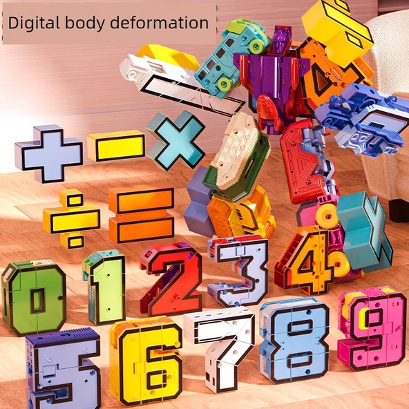 Çocuk Dijital Dönüşüm Oyuncak Araba - Büyük Numara [5] Dönüşen Helikopter - Resim 2