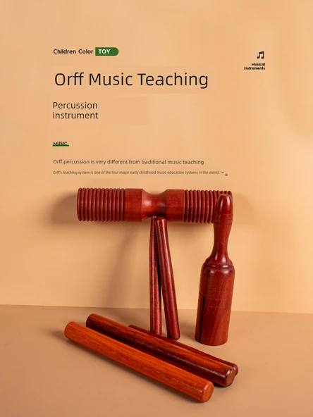 Orff Perküsyon Enstrümanı - Sekoya Büyük Boy Oluklu Çift Halka Silindir 5x20cm - 8