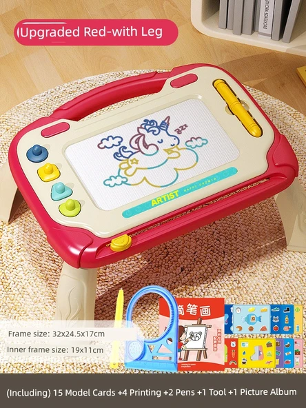 Çocuk Eğitici Oyuncak - Kırmızı Ayaklıklı Gelişmiş Set (4 Ayak, 4 Mühür, 2 Kalem, 1 Alet, 1 Albüm, 15 Model Kartı)