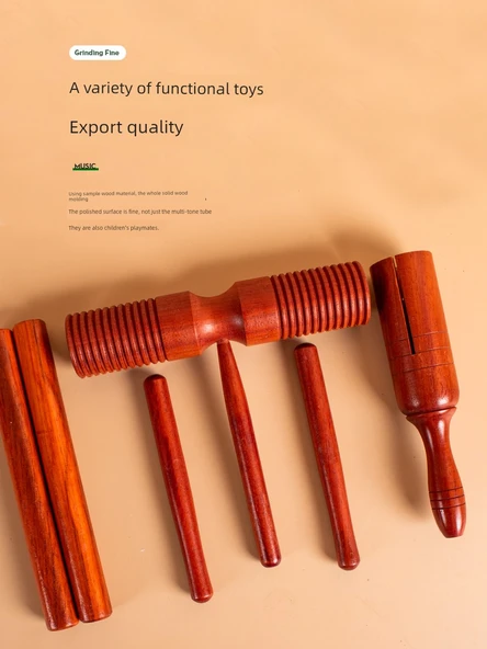 Orff Perküsyon Enstrümanı - Sekoya Büyük Boy Oluklu Çift Halka Silindir 5x20cm - 5