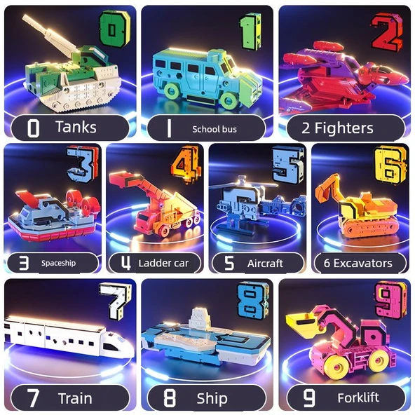 Çocuk Dijital Dönüşüm Oyuncak Araba - Büyük Numara [5] Dönüşen Helikopter - Resim 3