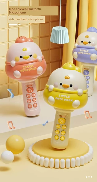 Çocuk Kablosuz Bluetooth Karaoke Mikrofon Oyuncak - Clelan Meng Ördek - Resim 8