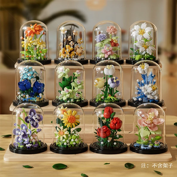 Çiçek Saksısı Yapı Blokları Buket Puzzle - Yeni Çin Çin Modası-Şeftali Çiçeği [Çiçek Kokulu] - 2