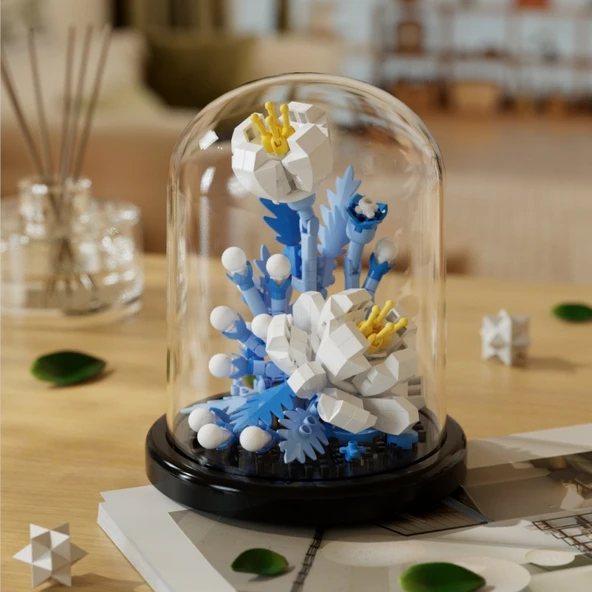Çiçek Saksısı Yapı Blokları Buket Puzzle - Çiçek Dili Renkli Seri-Buz ve Kar Kraliçesi♥Tozluk