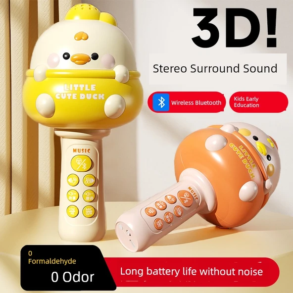 Çocuk Kablosuz Bluetooth Karaoke Mikrofon Oyuncak - Clelan Meng Ördek - Resim 2
