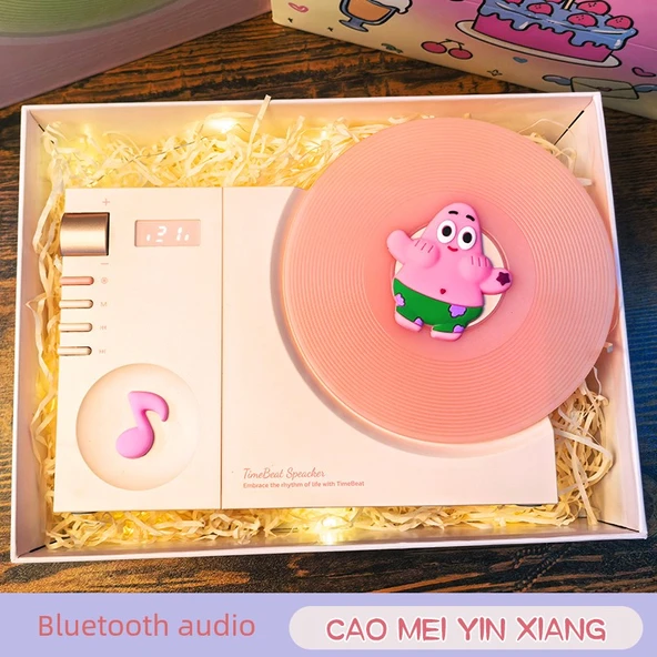 Sünger Bebek Pembe Turta Bluetooth Ses Hediye Seti - 3