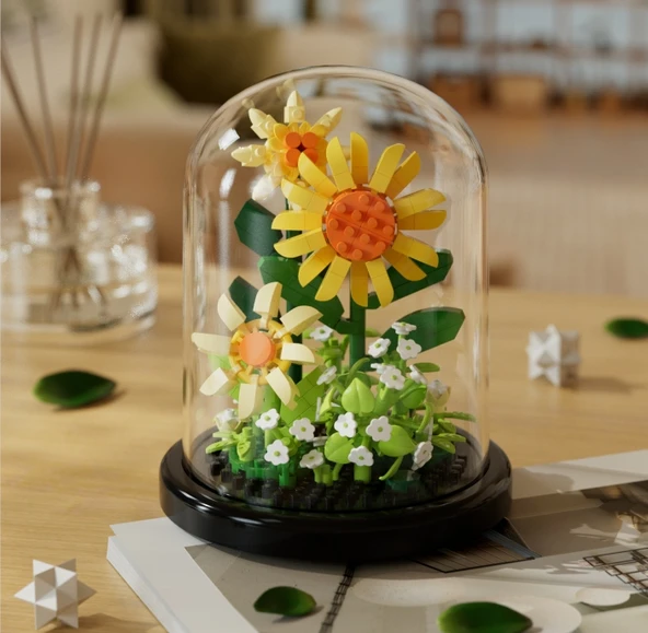 Çiçek Saksısı Yapı Blokları Buket Puzzle - Yeni Çin Çin Modası-Gül [Çiçek Kokulu] - 12