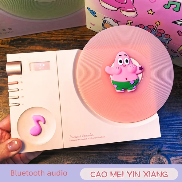 Sünger Bebek Pembe Turta Bluetooth Ses Hediye Seti