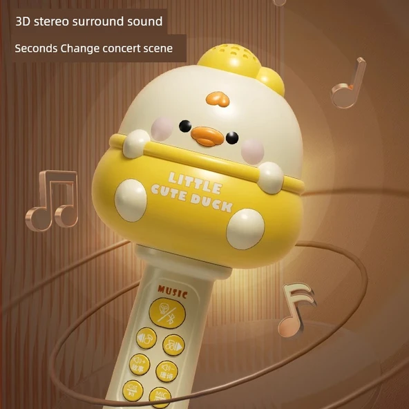Çocuk Kablosuz Bluetooth Karaoke Mikrofon Oyuncak - Clelan Meng Ördek - Resim 4