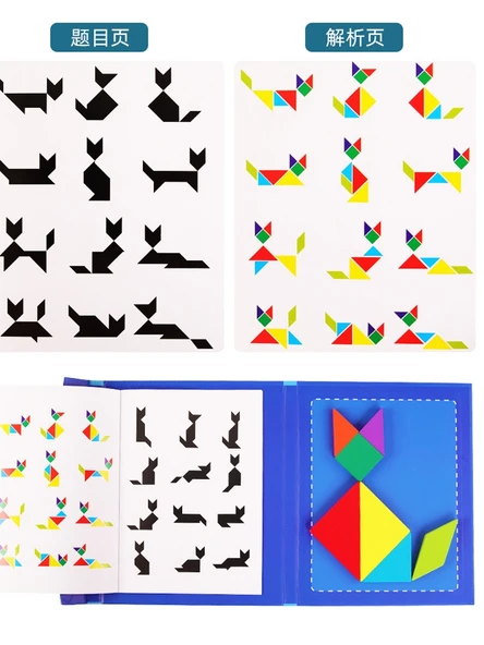 Manyetik Tangram Puzzle Kitabı - Manyetik Olmayan Tangram 1216 - 6