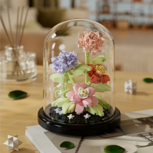 Çiçek Saksısı Yapı Blokları Buket Puzzle - Çiçek Dili Renkli Seri-Bahar♥Tozluk