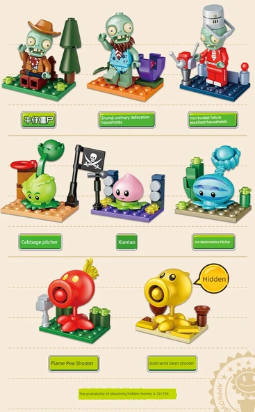 Plants vs Zombies Zombi Adam Yapı Blokları - No.1 Bomba (8 Model Kutulu) - 11
