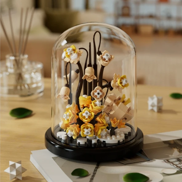 Çiçek Saksısı Yapı Blokları Buket Puzzle - Çiçek Dili Renkli Seri-Zen Alanı♥Tozluk