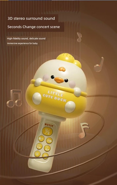 Çocuk Kablosuz Bluetooth Karaoke Mikrofon Oyuncak - Clelan Meng Ördek - Resim 11