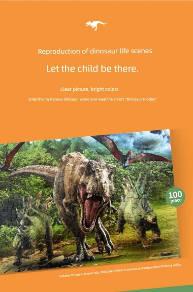 Jurassic Dinozor Film Puzzle - 100 Parça - Koyu Gri (Marvel Kahraman) - 10