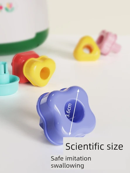 Montessori Mantar Çivi Yapboz - Çiçek Tarzı Mantar Çivi ve Piramit Bloklar (15 Parça) - 5