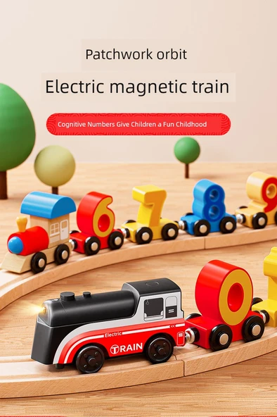 Manyetik Dijital Tren Rayı - 12 Parça - Elektrikli - Kayın Ağacı Raylı - 8