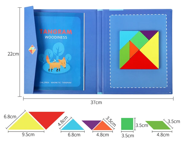 Manyetik Tangram Puzzle Kitabı - Düşünce Eşleştirme [Soru 162] + Kitap Tutuculu Manyetik Tangram - 10