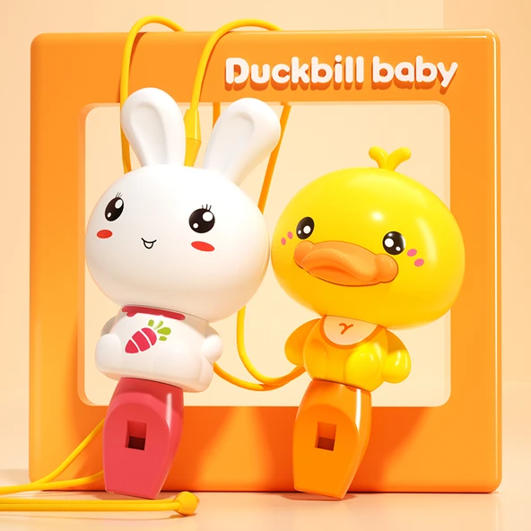 Oyuncak Bebek Düdüğü - Çift Paket Boyun Askısı Hediyeli