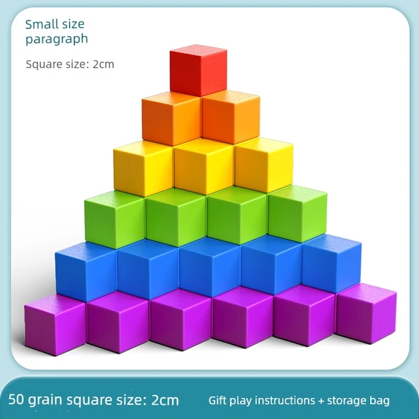 Kare Ahşap Bloklar - Matematik Öğretici Oyuncak - 50 Adet - 2cm